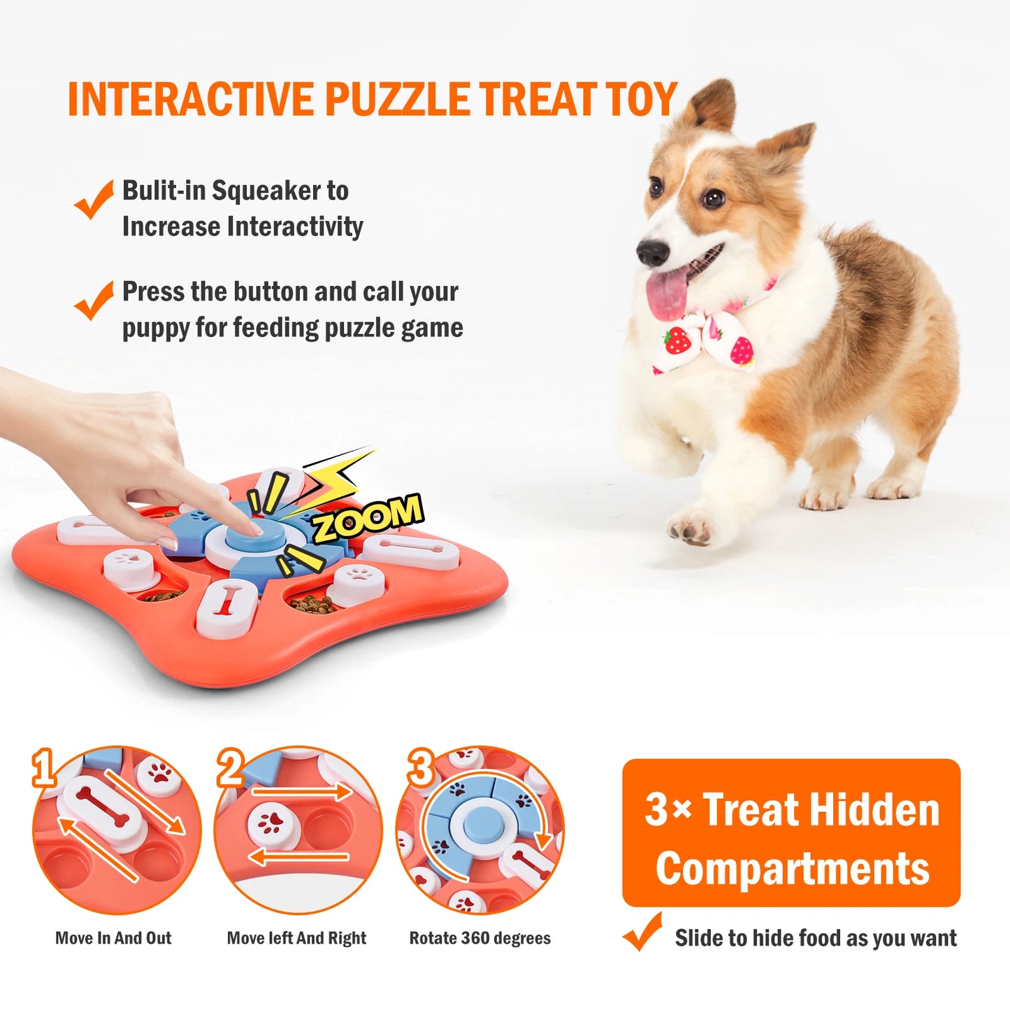 Dog Puzzle Toys for IQ Training & Mental Enrichment, Interactive Dog Toys for Large Medium Small Dogs,Dog Treat Puzzle Dispensin