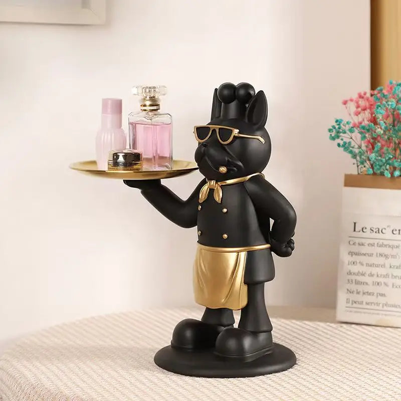Resin Pirate Chef Statue Tray Remote Control Key Modern Entrance Holder For Candy Home Decor Art Dining Table Office Desk Decor