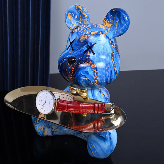 Colorful Bear Statues and Sculptures Butler Figure Ornaments Interior Nordic Decorative Room Table Decoration Resin Crafts Gift