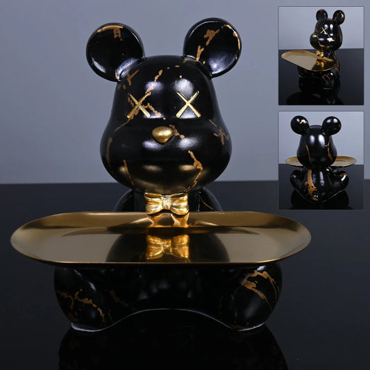 Colorful Bear Statues and Sculptures Butler Figure Ornaments Interior Nordic Decorative Room Table Decoration Resin Crafts Gift